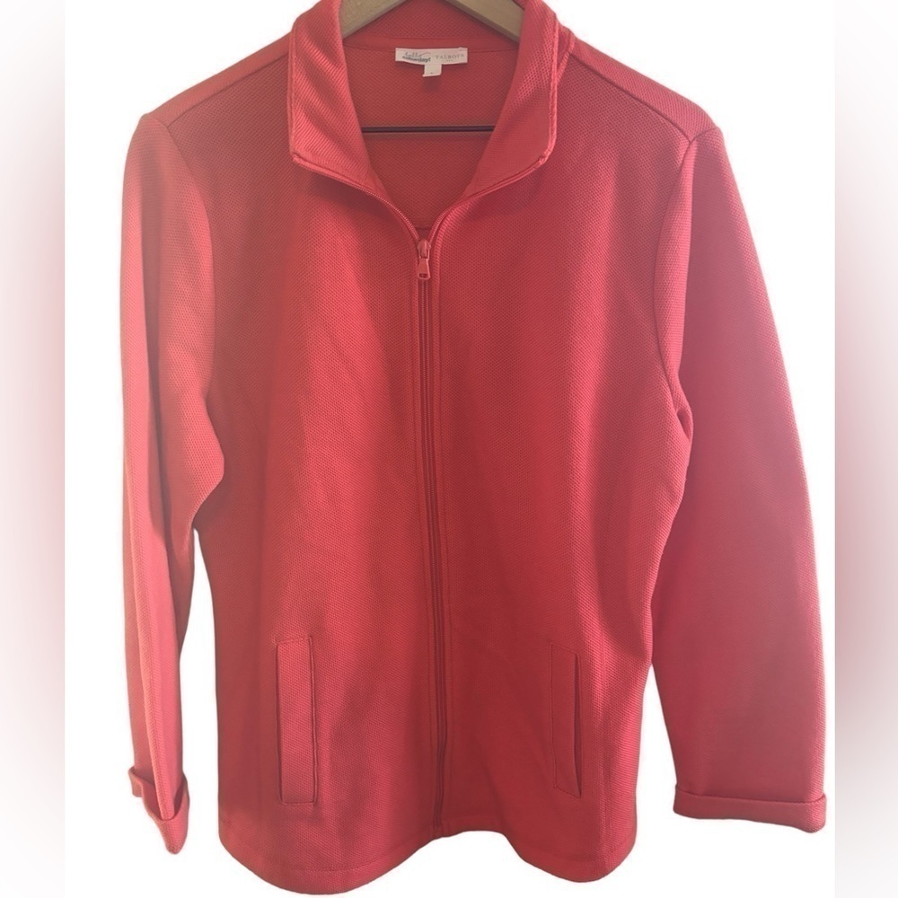 Hello Saturday by Talbots Coral Zipper Front Long Sleeve Jacket Large Casual